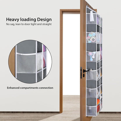 Over the Door Organizer, 6 Tiers Large Behind Door Storage, Grey