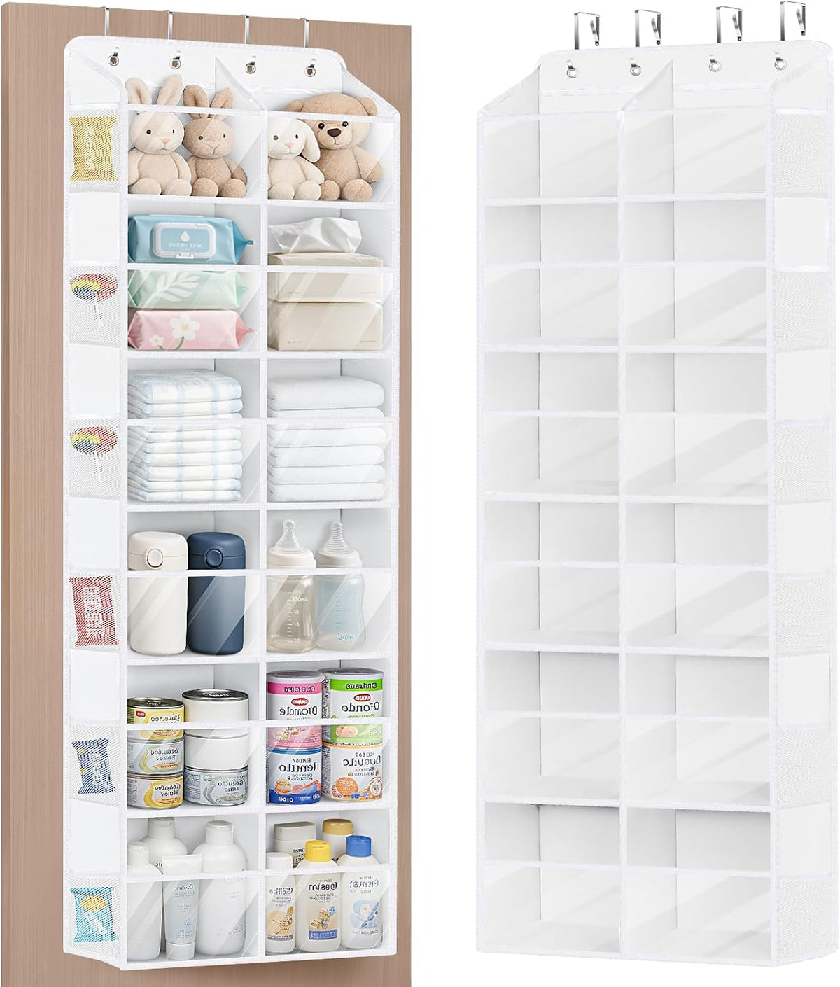 Over the Door Organizer, 6 Tiers Large Behind Door Storage, Grey