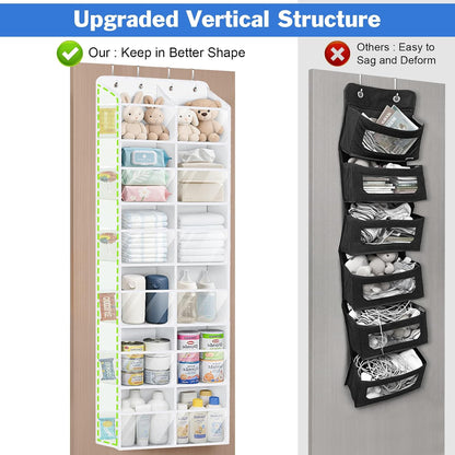Over the Door Organizer, 6 Tiers Large Behind Door Storage, Grey