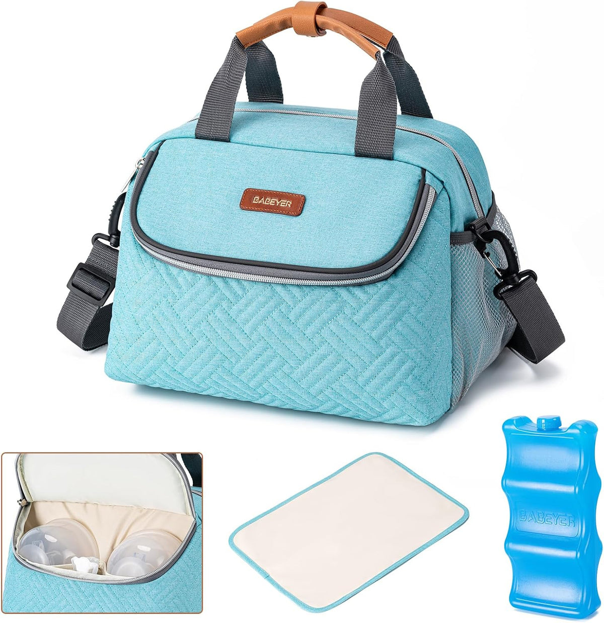 Breastmilk Cooler Bag with Ice Pack Fits 6 Baby Bottles up to 9 Ounce, Wearable Breast Pumps Cooler Bag for Nursing Mom Daycare, Work, Travel- Dark Grey