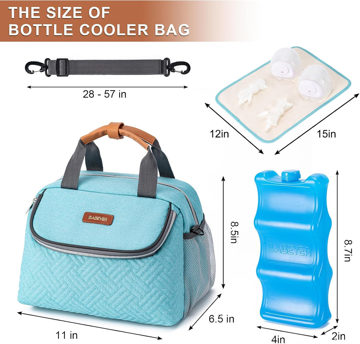 Breastmilk Cooler Bag with Ice Pack Fits 6 Baby Bottles up to 9 Ounce, Wearable Breast Pumps Cooler Bag for Nursing Mom Daycare, Work, Travel- Dark Grey