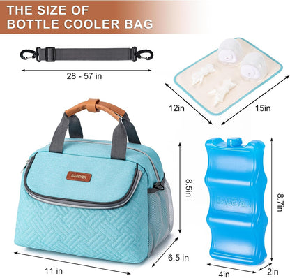 Breastmilk Cooler Bag with Ice Pack Fits 6 Baby Bottles up to 9 Ounce, Wearable Breast Pumps Cooler Bag for Nursing Mom Daycare, Work, Travel- Dark Grey