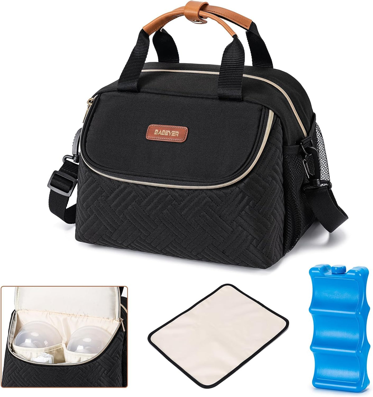 Breastmilk Cooler Bag with Ice Pack Fits 6 Baby Bottles up to 9 Ounce, Wearable Breast Pumps Cooler Bag for Nursing Mom Daycare, Work, Travel- Dark Grey