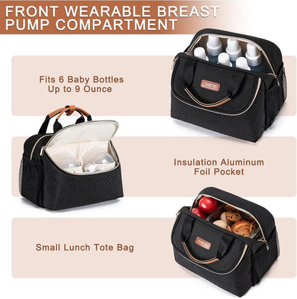 Breastmilk Cooler Bag with Ice Pack Fits 6 Baby Bottles up to 9 Ounce, Wearable Breast Pumps Cooler Bag for Nursing Mom Daycare, Work, Travel- Dark Grey