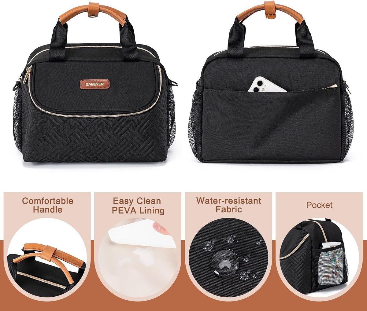 Breastmilk Cooler Bag with Ice Pack Fits 6 Baby Bottles up to 9 Ounce, Wearable Breast Pumps Cooler Bag for Nursing Mom Daycare, Work, Travel- Dark Grey