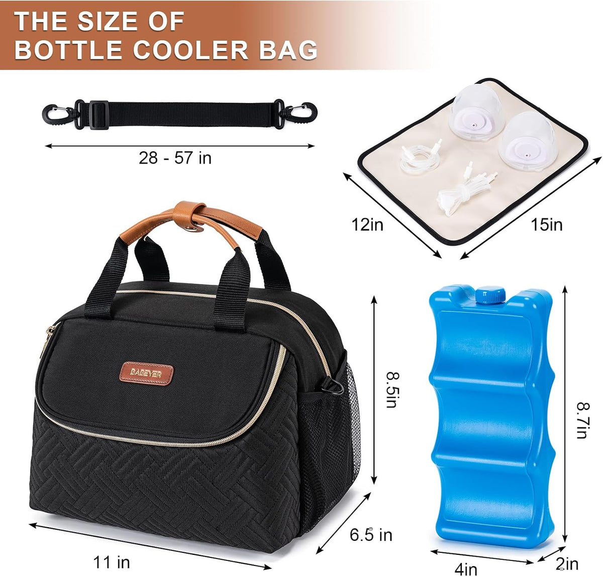 Breastmilk Cooler Bag with Ice Pack Fits 6 Baby Bottles up to 9 Ounce, Wearable Breast Pumps Cooler Bag for Nursing Mom Daycare, Work, Travel- Dark Grey