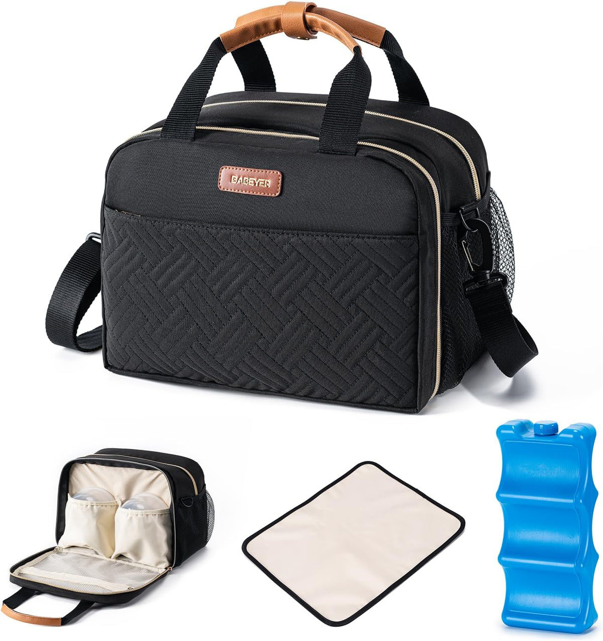 Breastmilk Cooler Bag with Ice Pack Fits 6 Baby Bottles up to 9 Ounce, Wearable Breast Pumps Cooler Bag for Nursing Mom Daycare, Work, Travel- Dark Grey