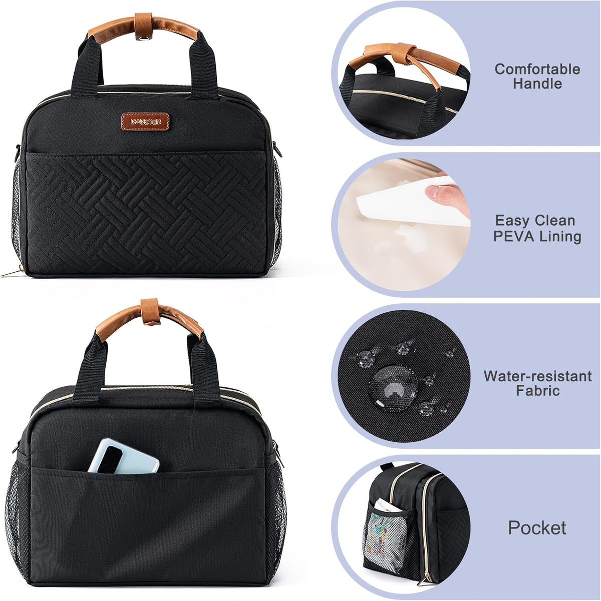 Breastmilk Cooler Bag with Ice Pack Fits 6 Baby Bottles up to 9 Ounce, Wearable Breast Pumps Cooler Bag for Nursing Mom Daycare, Work, Travel- Dark Grey