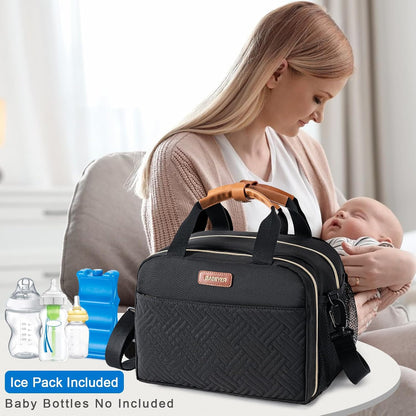 Breastmilk Cooler Bag with Ice Pack Fits 6 Baby Bottles up to 9 Ounce, Wearable Breast Pumps Cooler Bag for Nursing Mom Daycare, Work, Travel- Dark Grey