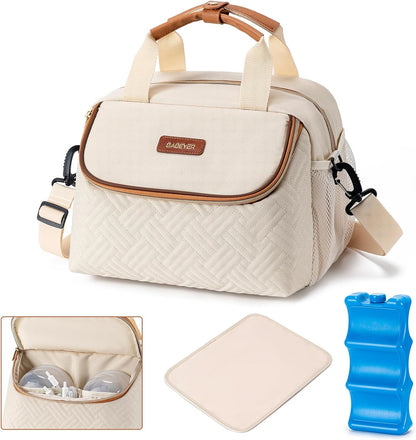 Breastmilk Cooler Bag with Ice Pack Fits 6 Baby Bottles up to 9 Ounce, Wearable Breast Pumps Cooler Bag for Nursing Mom Daycare, Work, Travel- Dark Grey