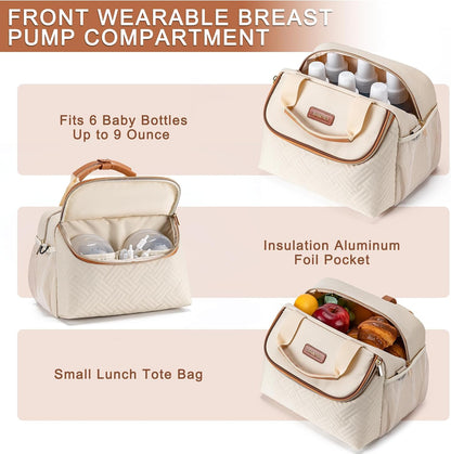 Breastmilk Cooler Bag with Ice Pack Fits 6 Baby Bottles up to 9 Ounce, Wearable Breast Pumps Cooler Bag for Nursing Mom Daycare, Work, Travel- Dark Grey