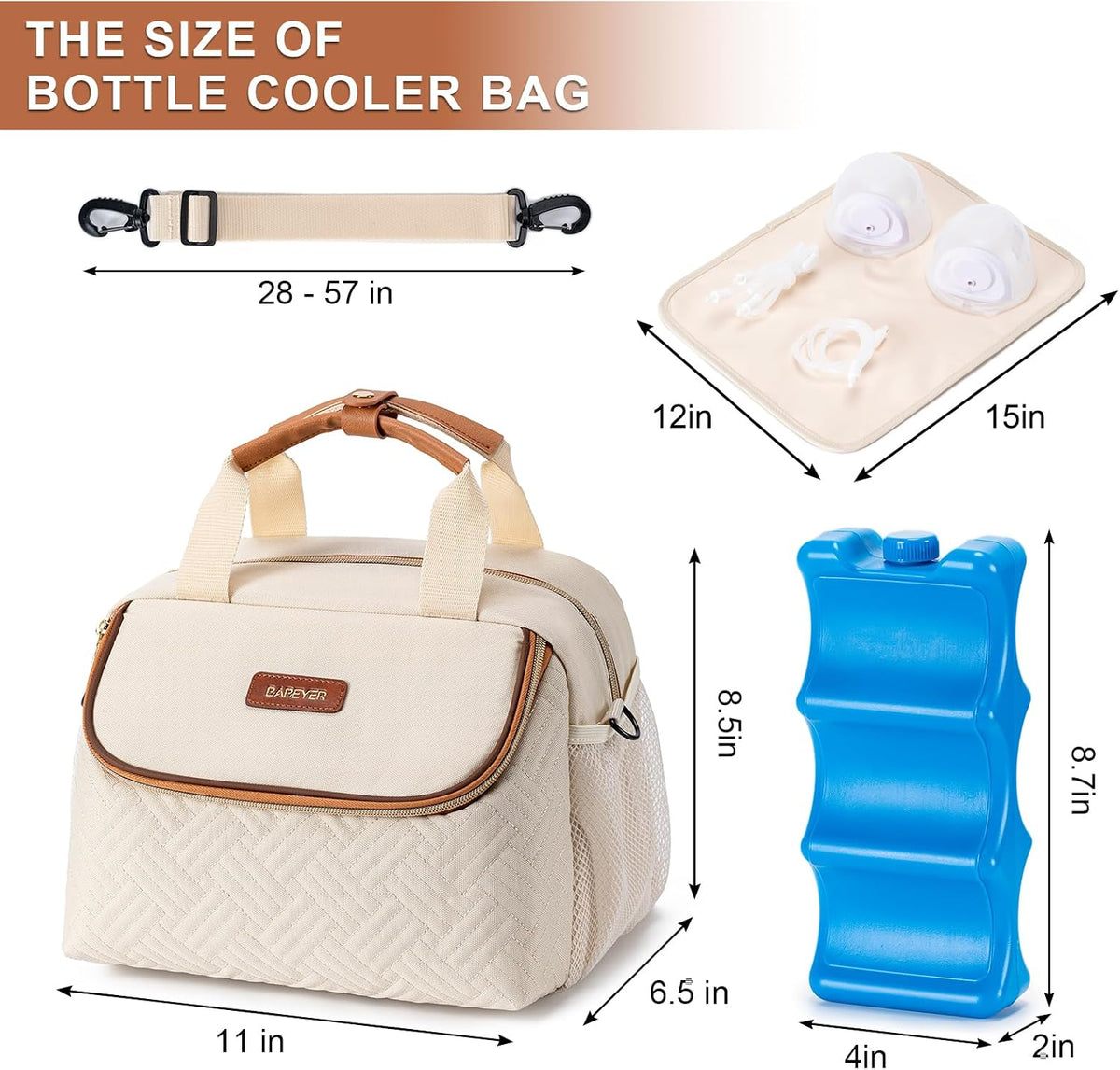 Breastmilk Cooler Bag with Ice Pack Fits 6 Baby Bottles up to 9 Ounce, Wearable Breast Pumps Cooler Bag for Nursing Mom Daycare, Work, Travel- Dark Grey