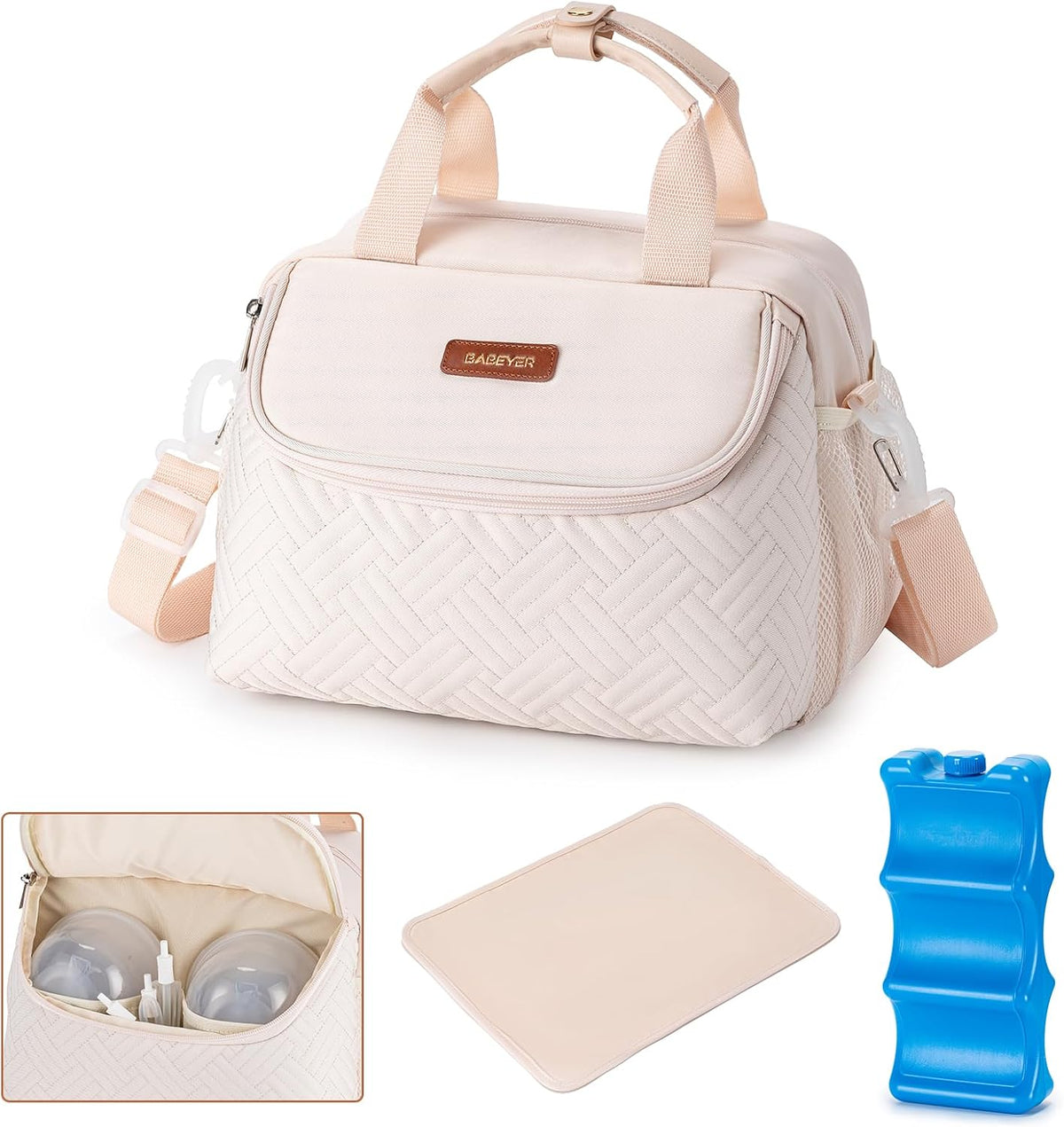 Breastmilk Cooler Bag with Ice Pack Fits 6 Baby Bottles up to 9 Ounce, Wearable Breast Pumps Cooler Bag for Nursing Mom Daycare, Work, Travel- Dark Grey