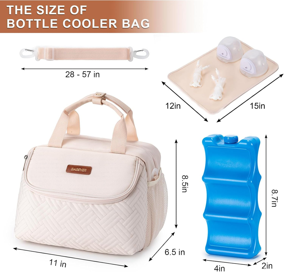 Breastmilk Cooler Bag with Ice Pack Fits 6 Baby Bottles up to 9 Ounce, Wearable Breast Pumps Cooler Bag for Nursing Mom Daycare, Work, Travel- Dark Grey