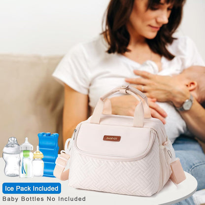 Breastmilk Cooler Bag with Ice Pack Fits 6 Baby Bottles up to 9 Ounce, Wearable Breast Pumps Cooler Bag for Nursing Mom Daycare, Work, Travel- Dark Grey