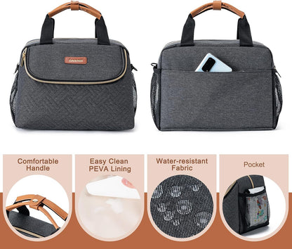 Breastmilk Cooler Bag with Ice Pack Fits 6 Baby Bottles up to 9 Ounce, Wearable Breast Pumps Cooler Bag for Nursing Mom Daycare, Work, Travel- Dark Grey