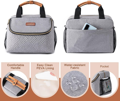 Breastmilk Cooler Bag with Ice Pack Fits 6 Baby Bottles up to 9 Ounce, Wearable Breast Pumps Cooler Bag for Nursing Mom Daycare, Work, Travel- Dark Grey