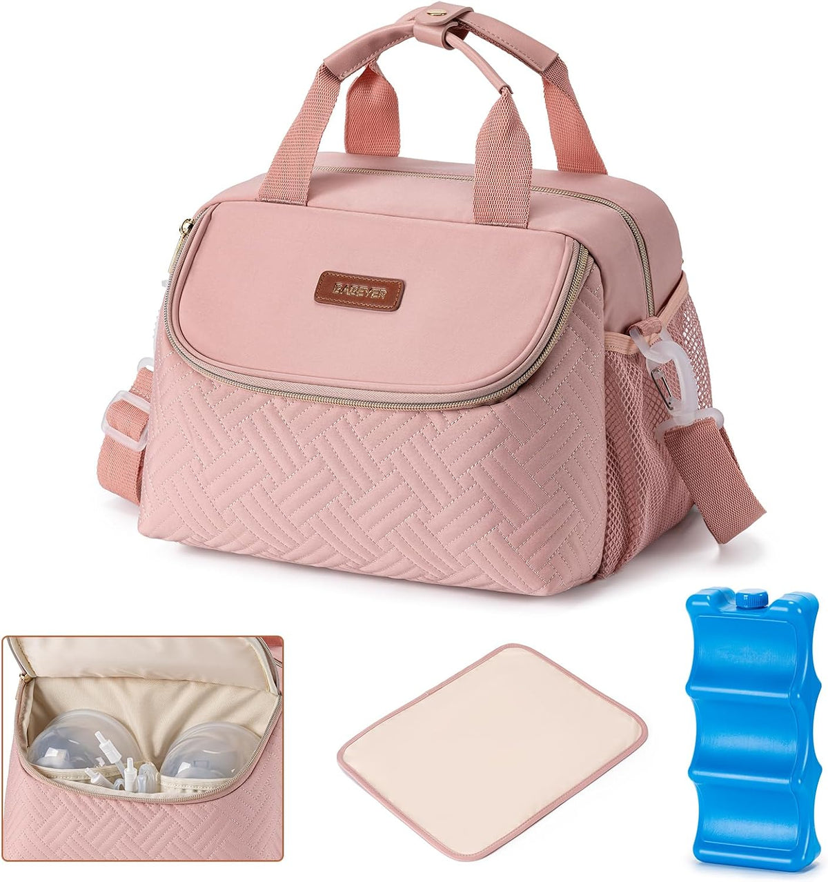 Breastmilk Cooler Bag with Ice Pack Fits 6 Baby Bottles up to 9 Ounce, Wearable Breast Pumps Cooler Bag for Nursing Mom Daycare, Work, Travel- Dark Grey