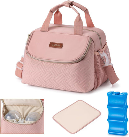 Breastmilk Cooler Bag with Ice Pack Fits 6 Baby Bottles up to 9 Ounce, Wearable Breast Pumps Cooler Bag for Nursing Mom Daycare, Work, Travel- Dark Grey
