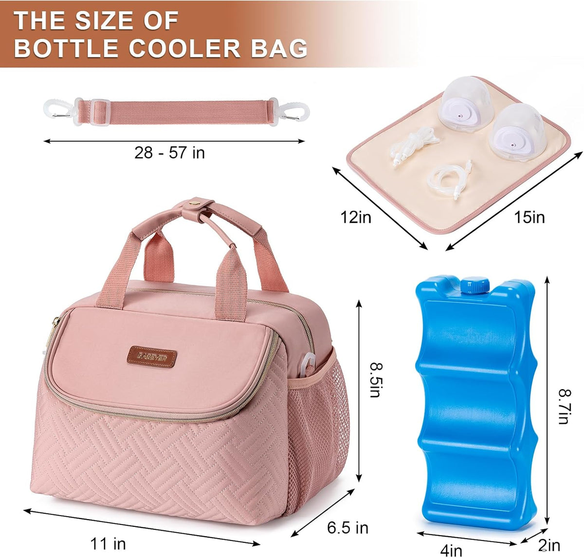 Breastmilk Cooler Bag with Ice Pack Fits 6 Baby Bottles up to 9 Ounce, Wearable Breast Pumps Cooler Bag for Nursing Mom Daycare, Work, Travel- Dark Grey