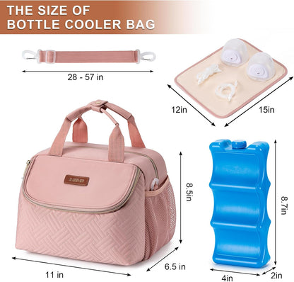 Breastmilk Cooler Bag with Ice Pack Fits 6 Baby Bottles up to 9 Ounce, Wearable Breast Pumps Cooler Bag for Nursing Mom Daycare, Work, Travel- Dark Grey