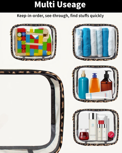 TSA Approved Diaper Bag Organizer Pouch Set, Waterproof Clear Toiletry Bag Travel Packing Organizer Bags Clear Makeup Pouch Cosmetic Case with Zipper Car Essentials Bag