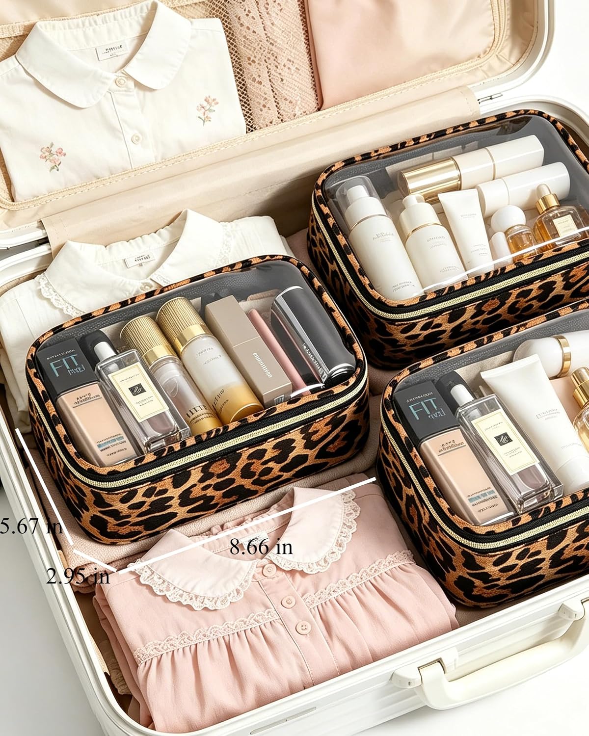 TSA Approved Diaper Bag Organizer Pouch Set, Waterproof Clear Toiletry Bag Travel Packing Organizer Bags Clear Makeup Pouch Cosmetic Case with Zipper Car Essentials Bag