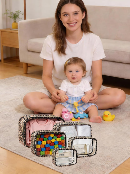 TSA Approved Diaper Bag Organizer Pouch Set, Waterproof Clear Toiletry Bag Travel Packing Organizer Bags Clear Makeup Pouch Cosmetic Case with Zipper Car Essentials Bag