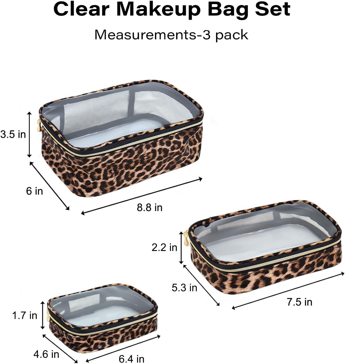 TSA Approved Diaper Bag Organizer Pouch Set, Waterproof Clear Toiletry Bag Travel Packing Organizer Bags Clear Makeup Pouch Cosmetic Case with Zipper Car Essentials Bag