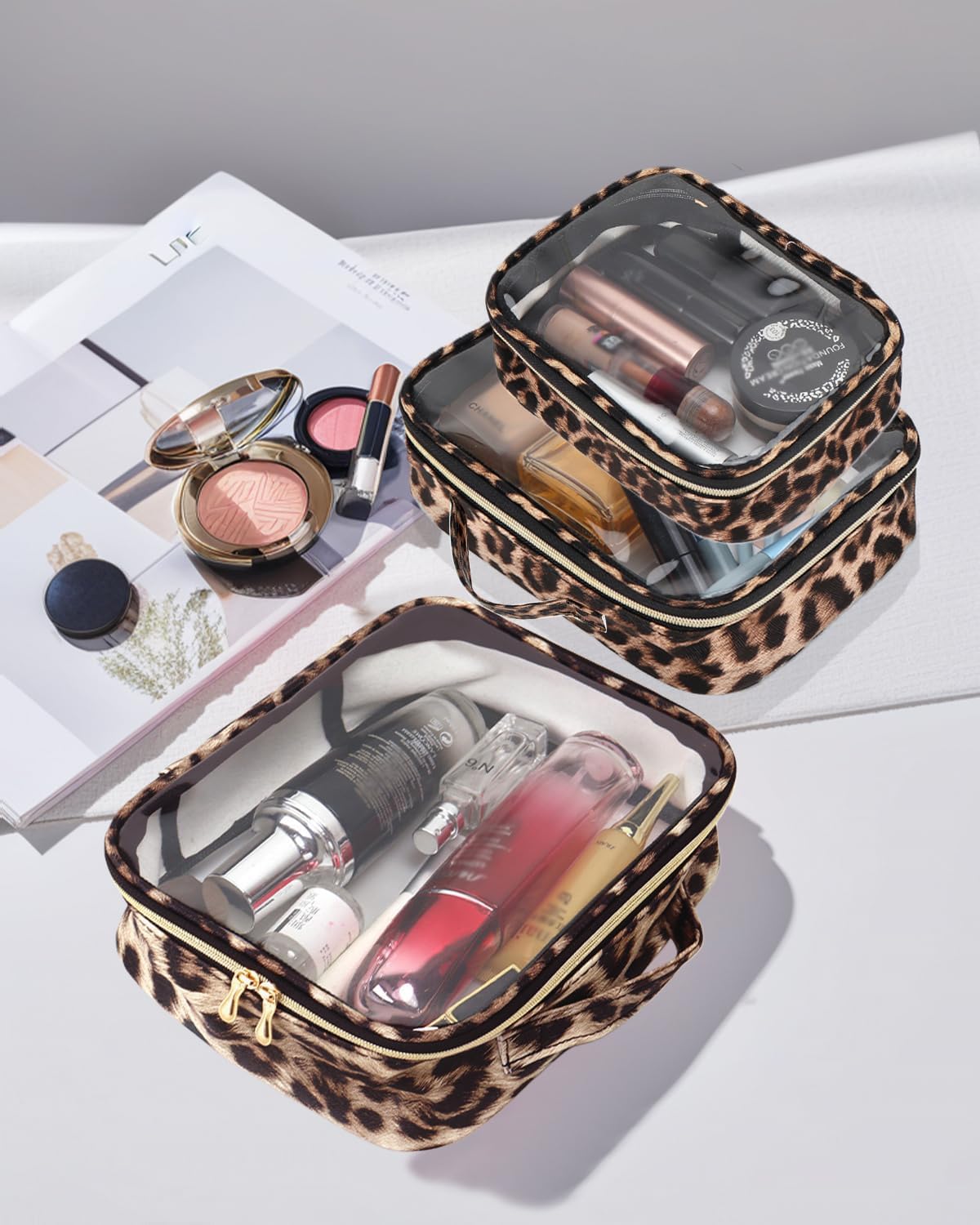 TSA Approved Diaper Bag Organizer Pouch Set, Waterproof Clear Toiletry Bag Travel Packing Organizer Bags Clear Makeup Pouch Cosmetic Case with Zipper Car Essentials Bag