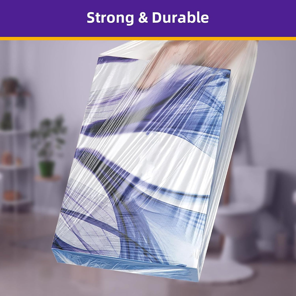 8-Gallon Trash Bags Bathroom Trash-Bags - Medium Unscented Clear White 90 Counts Strong Plastic Recyclable Liners Thick Bulk for Kitchen Office Waste Basket Disposable Compactor