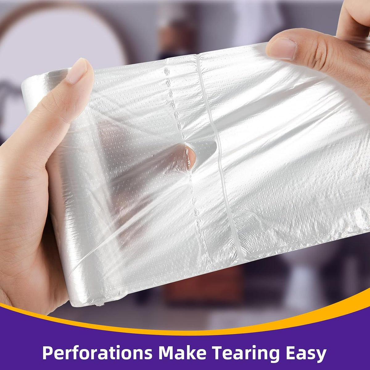8-Gallon Trash Bags Bathroom Trash-Bags - Medium Unscented Clear White 90 Counts Strong Plastic Recyclable Liners Thick Bulk for Kitchen Office Waste Basket Disposable Compactor