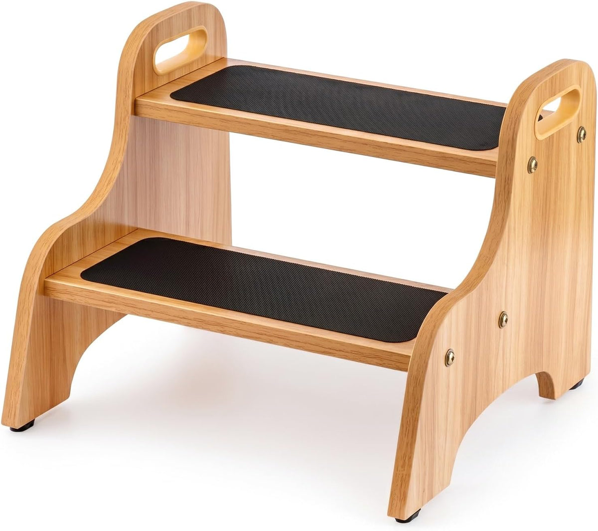 Wooden Toddler 2 Step Stool, 350 lb, Non-Slip, Natural