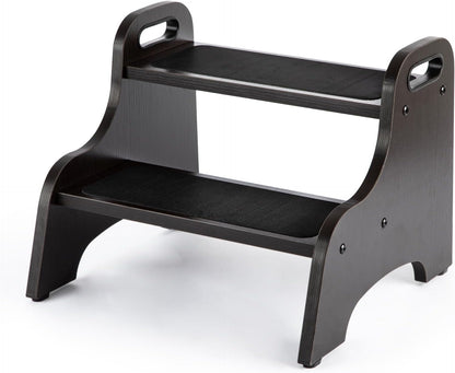 Wooden Toddler 2 Step Stool, 350 lb, Non-Slip, Natural
