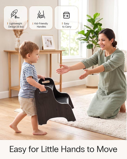 Wooden Toddler 2 Step Stool, 350 lb, Non-Slip, Natural
