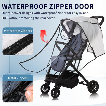 Clear Stroller Rain Cover for Strollers Keep Baby Dry, Easy Access