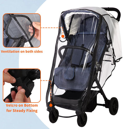 Clear Stroller Rain Cover for Strollers Keep Baby Dry, Easy Access