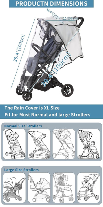 Clear Stroller Rain Cover for Strollers Keep Baby Dry, Easy Access