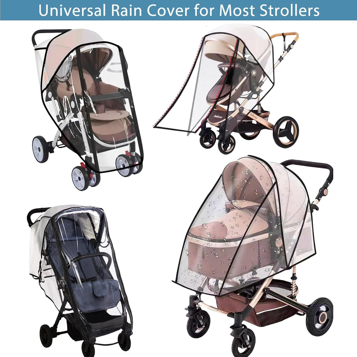 Clear Stroller Rain Cover for Strollers Keep Baby Dry, Easy Access