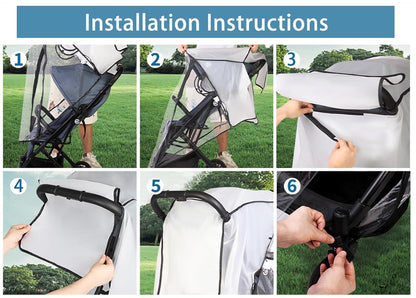 Clear Stroller Rain Cover for Strollers Keep Baby Dry, Easy Access