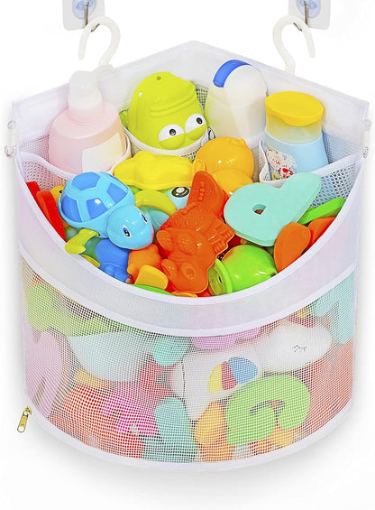 Baby Bath Toy Organizer, Quick Drying, bath toy holder, Large Capacity Multi Use Shower Caddy (White)