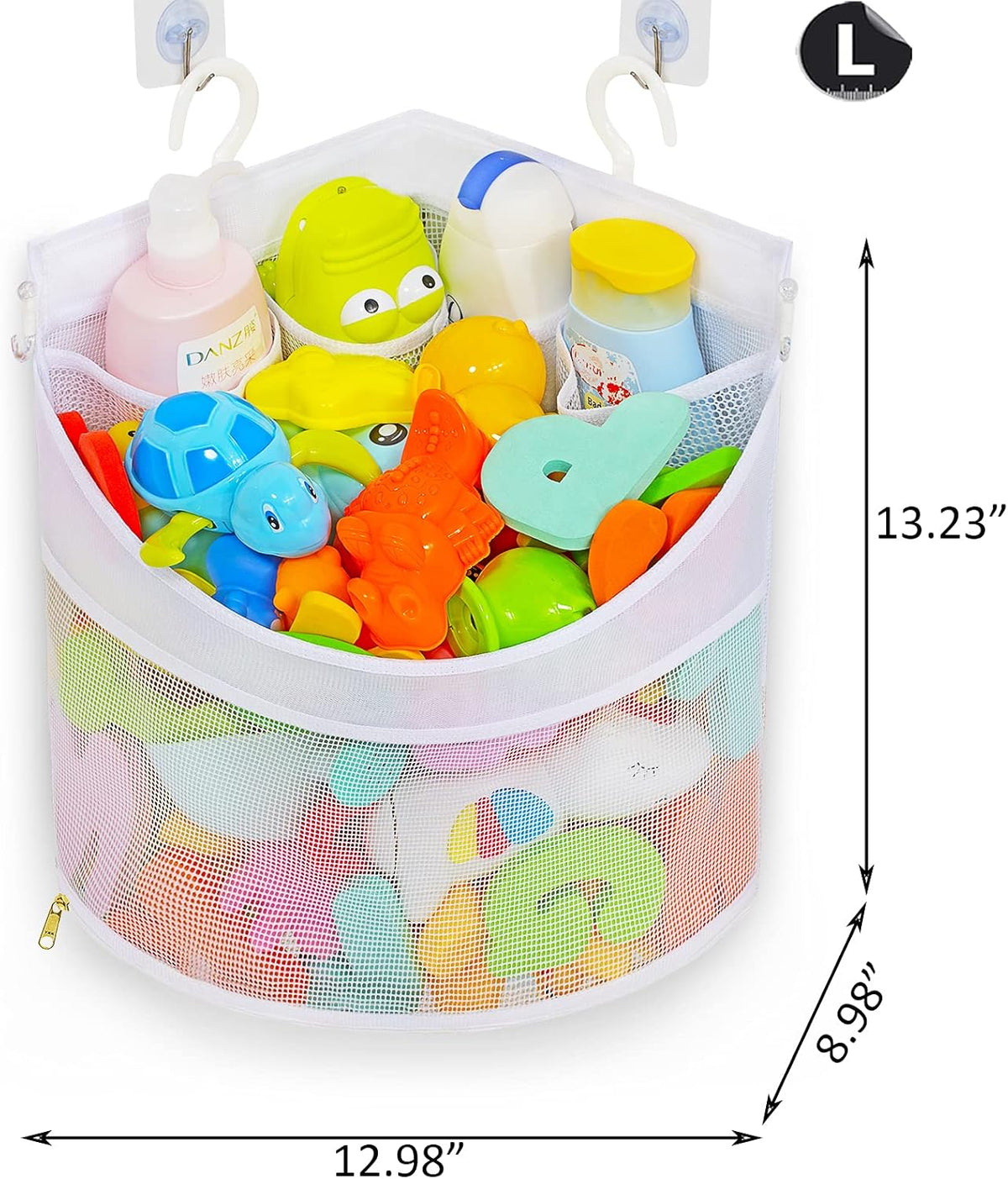 Baby Bath Toy Organizer, Quick Drying, bath toy holder, Large Capacity Multi Use Shower Caddy (White)