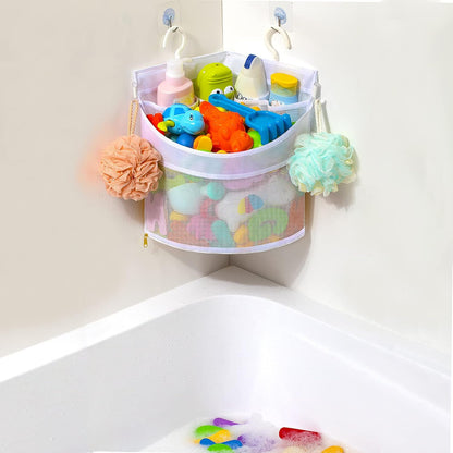 Baby Bath Toy Organizer, Quick Drying, bath toy holder, Large Capacity Multi Use Shower Caddy (White)