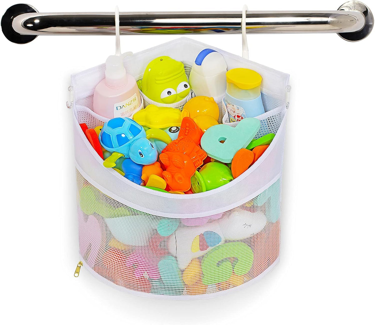 Baby Bath Toy Organizer, Quick Drying, bath toy holder, Large Capacity Multi Use Shower Caddy (White)