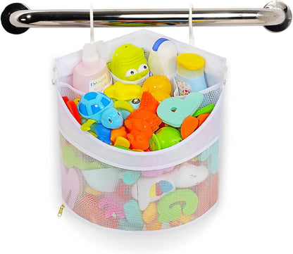 Baby Bath Toy Organizer, Quick Drying, bath toy holder, Large Capacity Multi Use Shower Caddy (White)