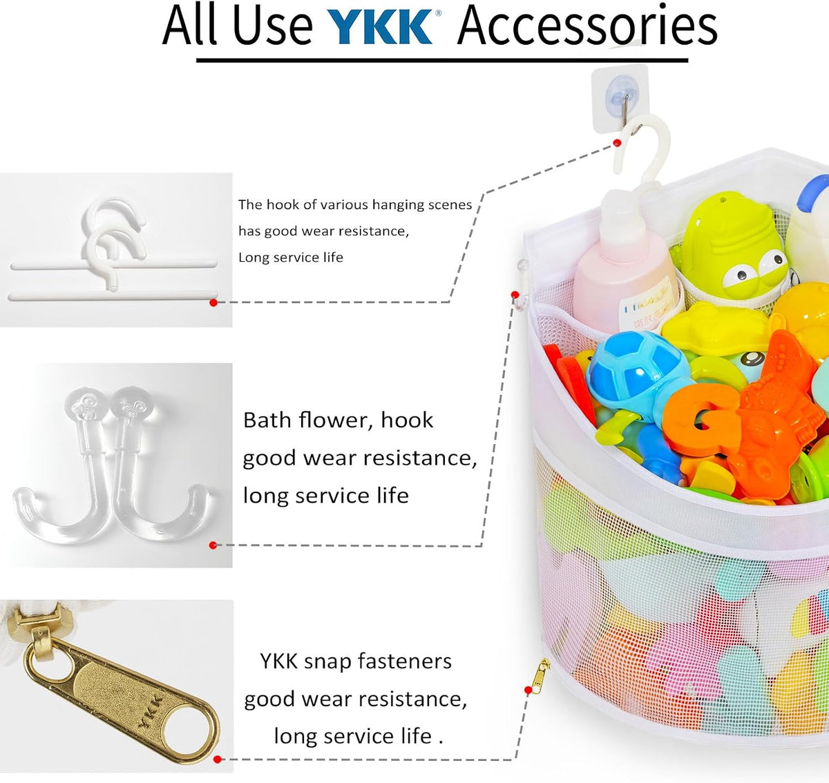Baby Bath Toy Organizer, Quick Drying, bath toy holder, Large Capacity Multi Use Shower Caddy (White)
