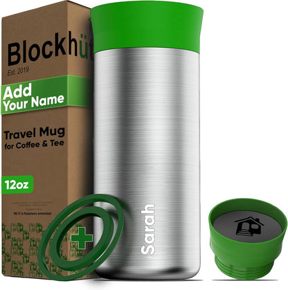 Blockhütte Stainless Steel Coffee Mugs 12oz, hot Coffee Travel Mug, Vaso para Cafe Caliente Termico, Insulated Travel Mugs 8h Hot, Spill Proof, Insulated Tumblers Leak Proof