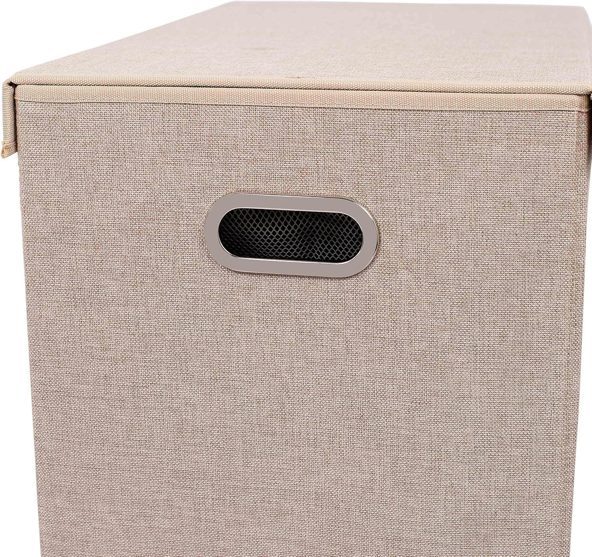 Double Laundry Hamper with Lid and Removable Liners | Linen | Easily Transport Laundry | Foldable Hamper | Cut Out Handles
