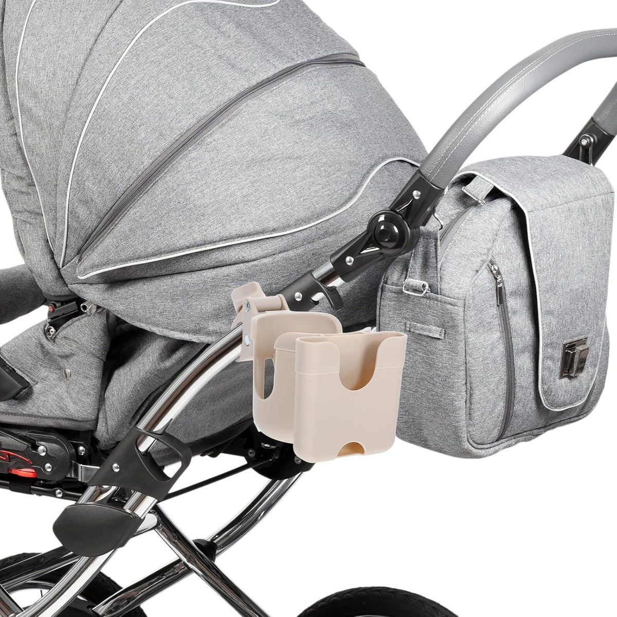 Removable Water Cup Holder with Phone Holder Stroller Organizer Rack PP Abs Material Easy Installation Secure Lock for Bikes Scooters Kayaks Fits Bottles Sippy Cups Snacks