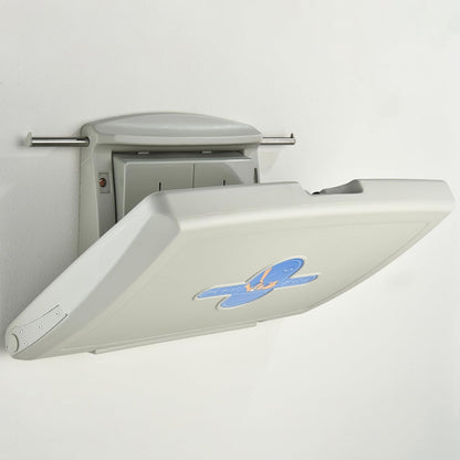 Fold-Down Baby Changing Station - Wall-Mounted, Space-Saving Design with Safety Straps for Commercial & Residential Restrooms (Grey)